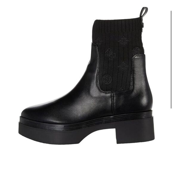 Guess - Women’s Keanna Black Knit Leather Chelsea Booties - Size 8 - Picture 2 of 6